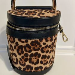 Women’s Brown-Black Leopard Print Crossbody Purse