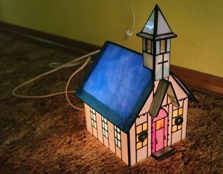 Beautiful Vintage Stained Glass Church Night Light