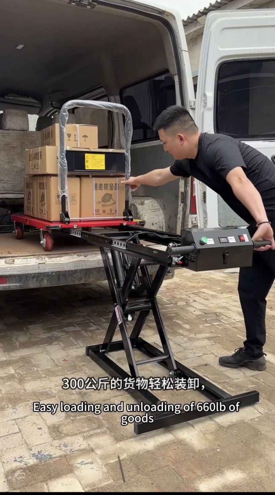 Hydraulic Lift Tabl ande Cart – Heavy 660lbs Capacity,Electric lift flatbed truck