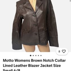 Brown Leather Motto Blazer