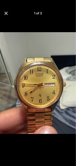 Vintage Citizen Quartz Gold-Tone Day-Date Watch