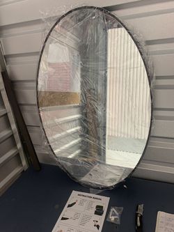 Oval Mirror 33” Tall, 22” Wide, Black Color 