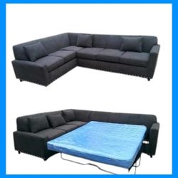 BRAND NEW 7X9FT SECTIONAL WITH SLEEPER,  Dark Grey FABRIC. CUSTOM MADE AVAILABLE 