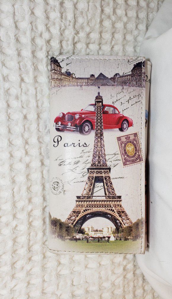 Paris pattern double fold wallet 