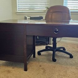 Wood Desk And Leather Chair