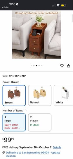 Brown Narrow Side Table with Two Drawers