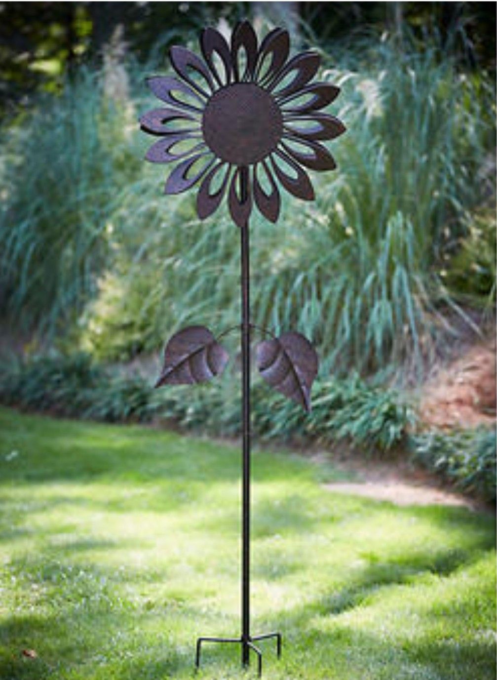 Sunflower Wind Spinner Pinwheel Sculpture Decoration for Front and Backyard Flower Garden and Outdoor Landscape Decor