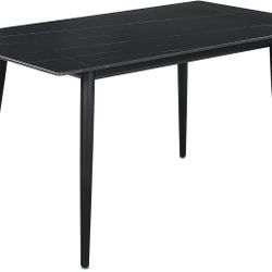 Dining Table, Modern Kitchen Table Set Top with Slate, Metal Base & Legs Very Stable, Dining Room Table and Chairs (Black, 1 Table)