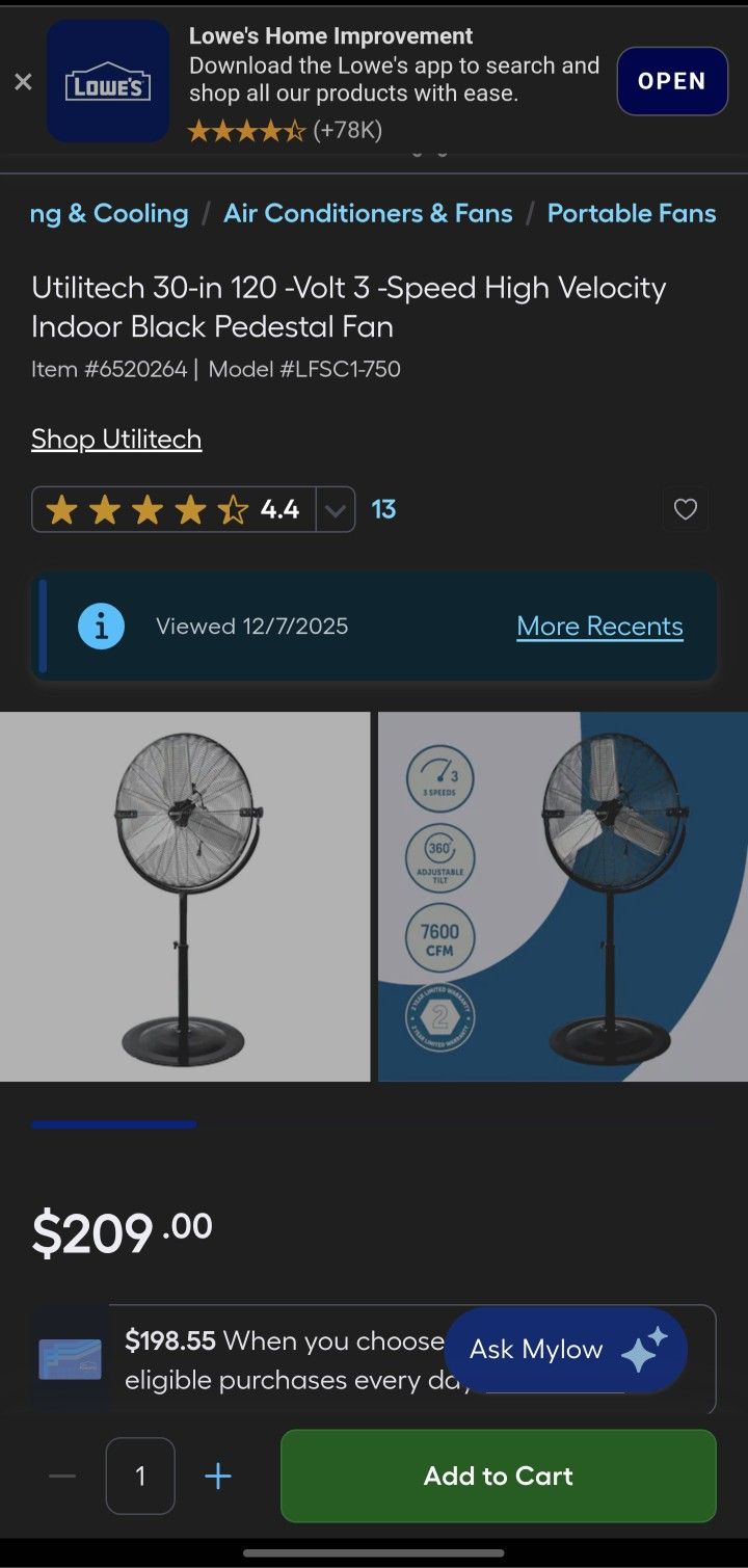 Utilitech Pro Fan 30 Inch NIB