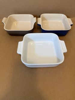 Set of Three Le Creuset Stoneware Baking Dishes