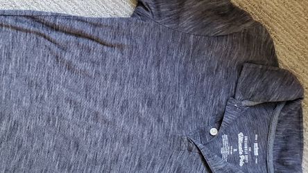 Polo Shirt, Grey/blue heather print, Size 12/14 Youth