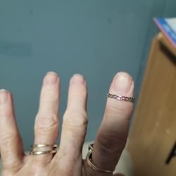 Size 5 Sterling Silver Band With Tiny Hearts