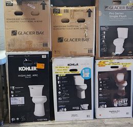 7 new Toilets Glacier Bay,  American Standard, KOHLER
