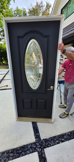 36x80 front door solid core. Framed ready to install.
