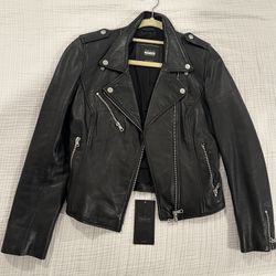 Women’s Zara Fitted Leather Biker Moto Jacket Small Medium