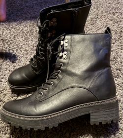 Black Lace-Up Combat Boots  size 8.5