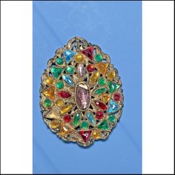 Vintage 1930s FUR CLIP/Dress Clip Art Deco/Czech Style "Fruit Salad" Colorful