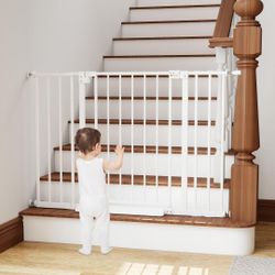Miumoon 29.7-46" Baby Gate for Stairs with Banister Adapter Y-Spindle Rods, 30.5" Tall