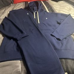 Polo Ralph Lauren Navy Blue Full Zip Up Hoodie And Sweatpants Size (2XL)
