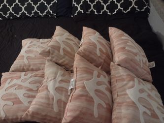 8 Beautiful Outside Cushions In Great Condition.  Cushions Have Been Washed. $40 For All.
