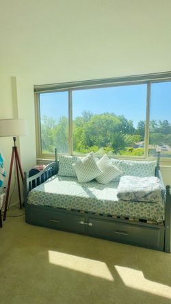 Dark Green Daybed with Storage Drawers