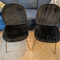 Black Velvet Dining Chairs (Set Of 2)