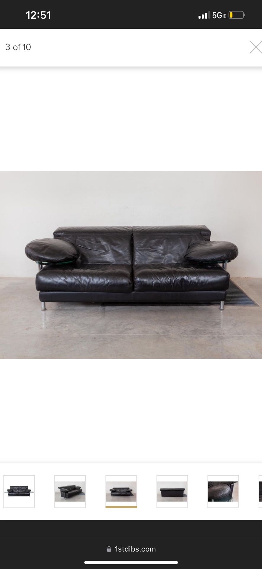 B&B Italia Black Leather Sofa