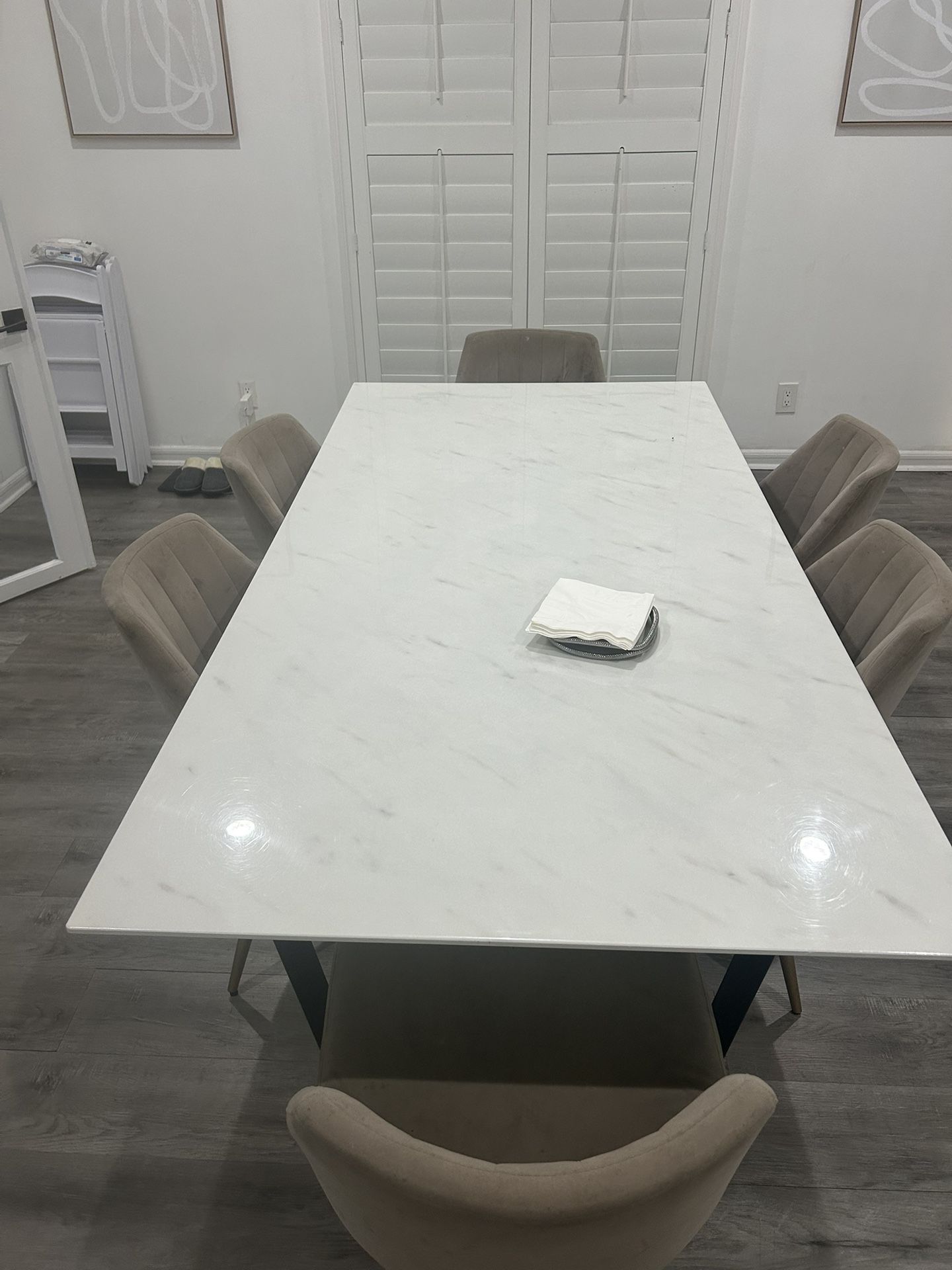 Marble Glass Dining Table And Chairs