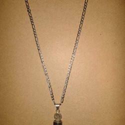 Black Quartz Crystal 100% Genuine 100% Silver Frame And Chain. 