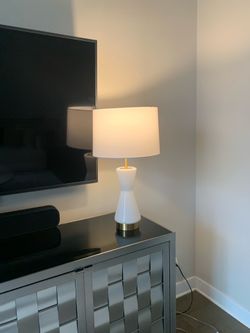 West Elm Modern White Ceramic & Brass Table Lamp