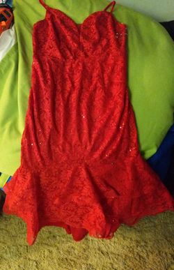 Large lace red long dress
