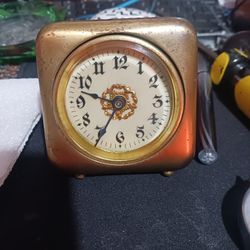 Small Antique Brass Clock Made In USA