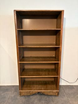 Tall Wood Bookcase with 5 Shelves
