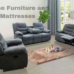 Recliner Set , 3pcs Recliners Sofa , Love Seat And Chair  