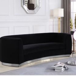 Black Velvet Round Sofa 