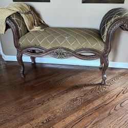 Wood Hand Carved Ottoman Chaise 