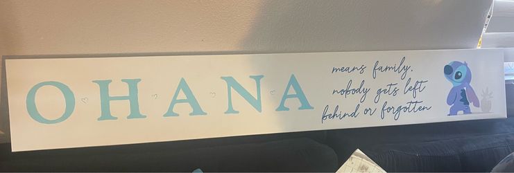 Stitch Ohana Wall Art Sign 50 x 8 inch