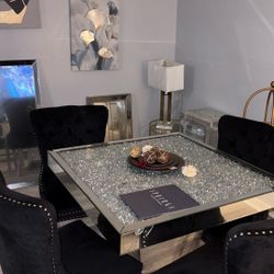 Dining Room Table, Chairs ,Lamp’s,  Mirror And Wall Art 