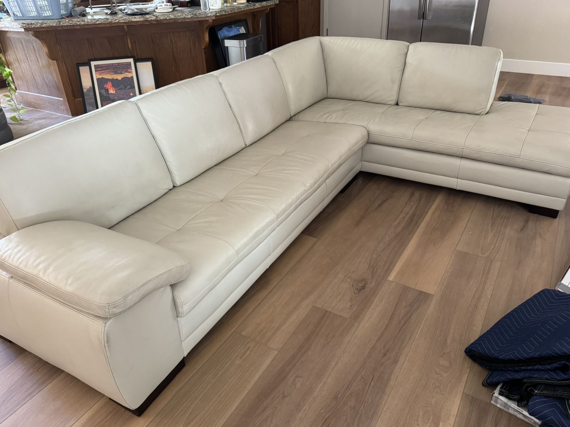 Cream Leather Couch