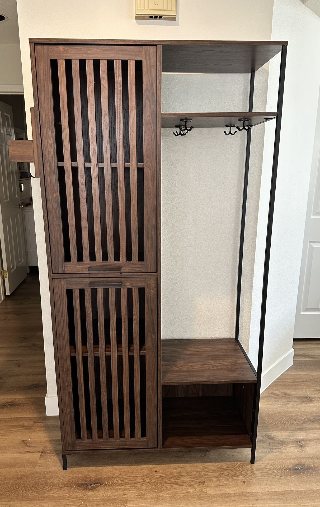 Dark Walnut Mcquillen Hall Tree 36'' Wide with Shoe Storage
