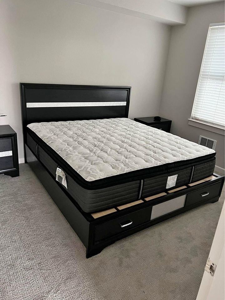 NEW🎯$10 DOWN PAYMENT FİNANCE ▪️▪️Miranda California King 2 Drawers Storage Bed Black