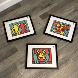 KEITH HARING Prints — set of 3 framed prints