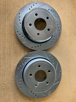 Mercury Grand Marquis 03-11 F&R Drill Slot Rotors Ceramic Brake Pads