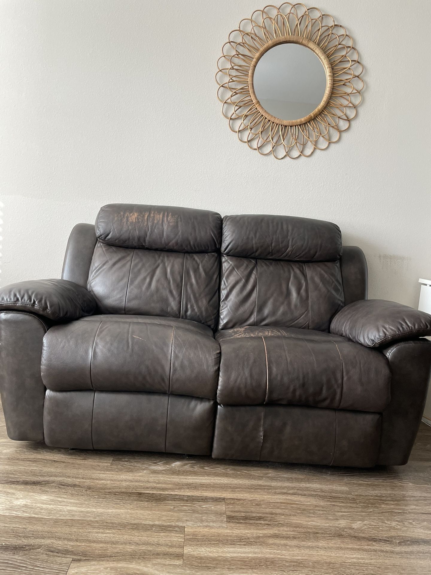 Leather Couch/ Love Sofa (dark Brown) Recliners