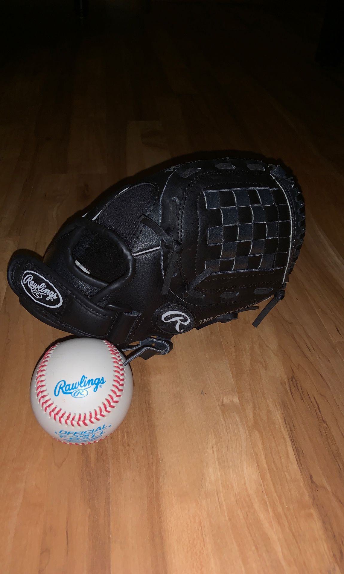 Kids baseball glove and ball