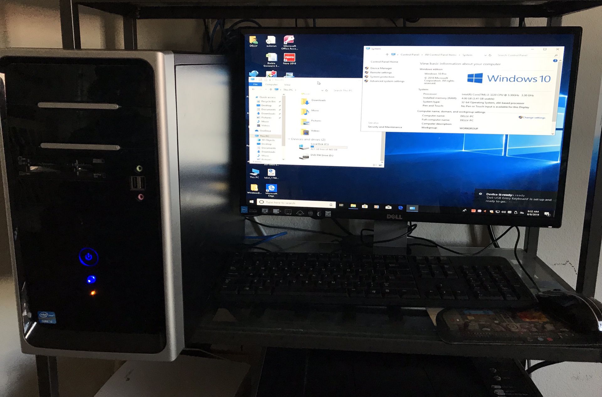 Custom build computer with 24 inch lcd