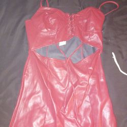 Burgundy Leather Dress