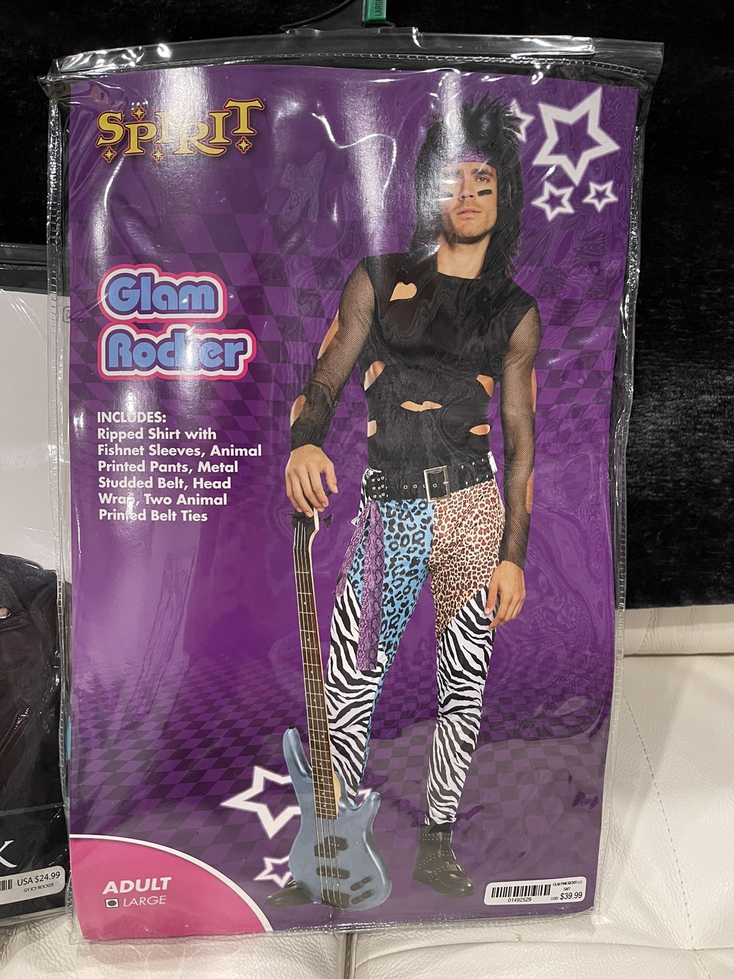New Mens 80s Hair Metal Halloween Costume With Wig!