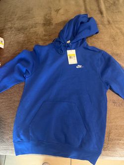 Small Nike Men s Club Pullover Fleece Hoodie Game Royal White
