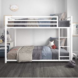 DHP Miles Metal Bunk Bed, White, Twin over Twin